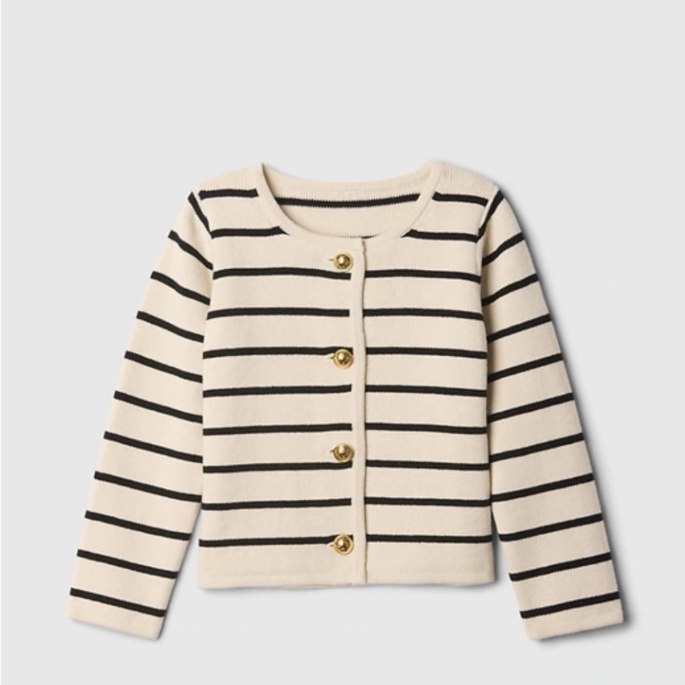 Striped Kids Cardigan - Cream and Black